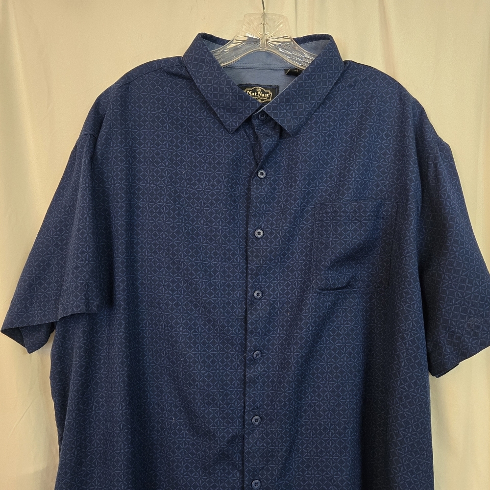 Nat Nast Navy Patterned Casual Button Down Shirt Size XXL